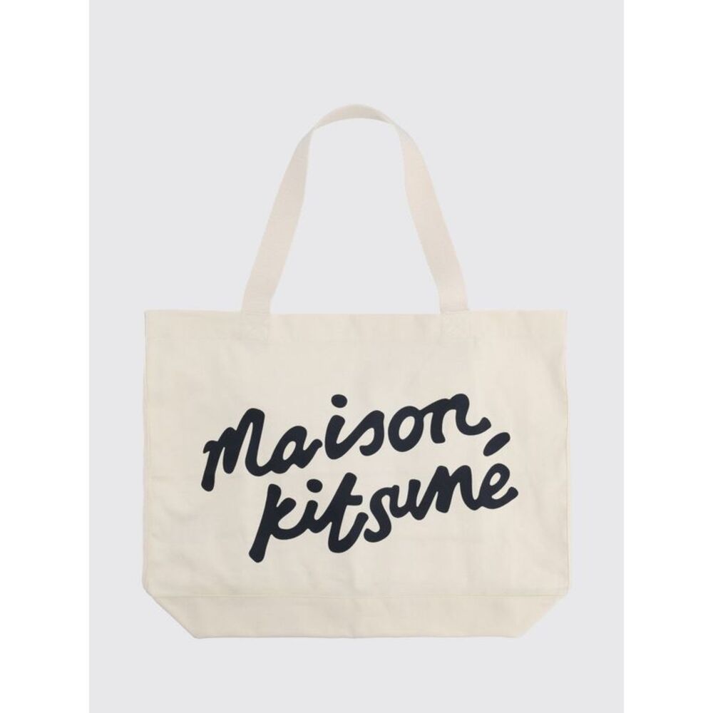 Maison Kitsune Large Cotton Canvas Tote Bag With Contrast Logo